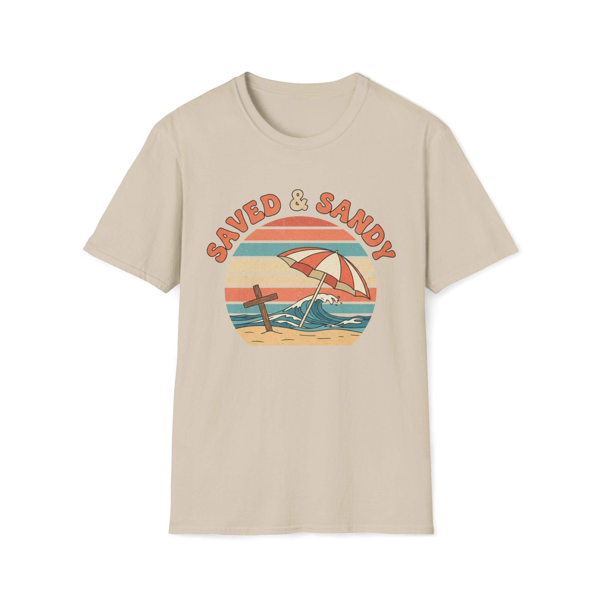 Saved & Sandy Beach Umbrella Retro T-Shirt