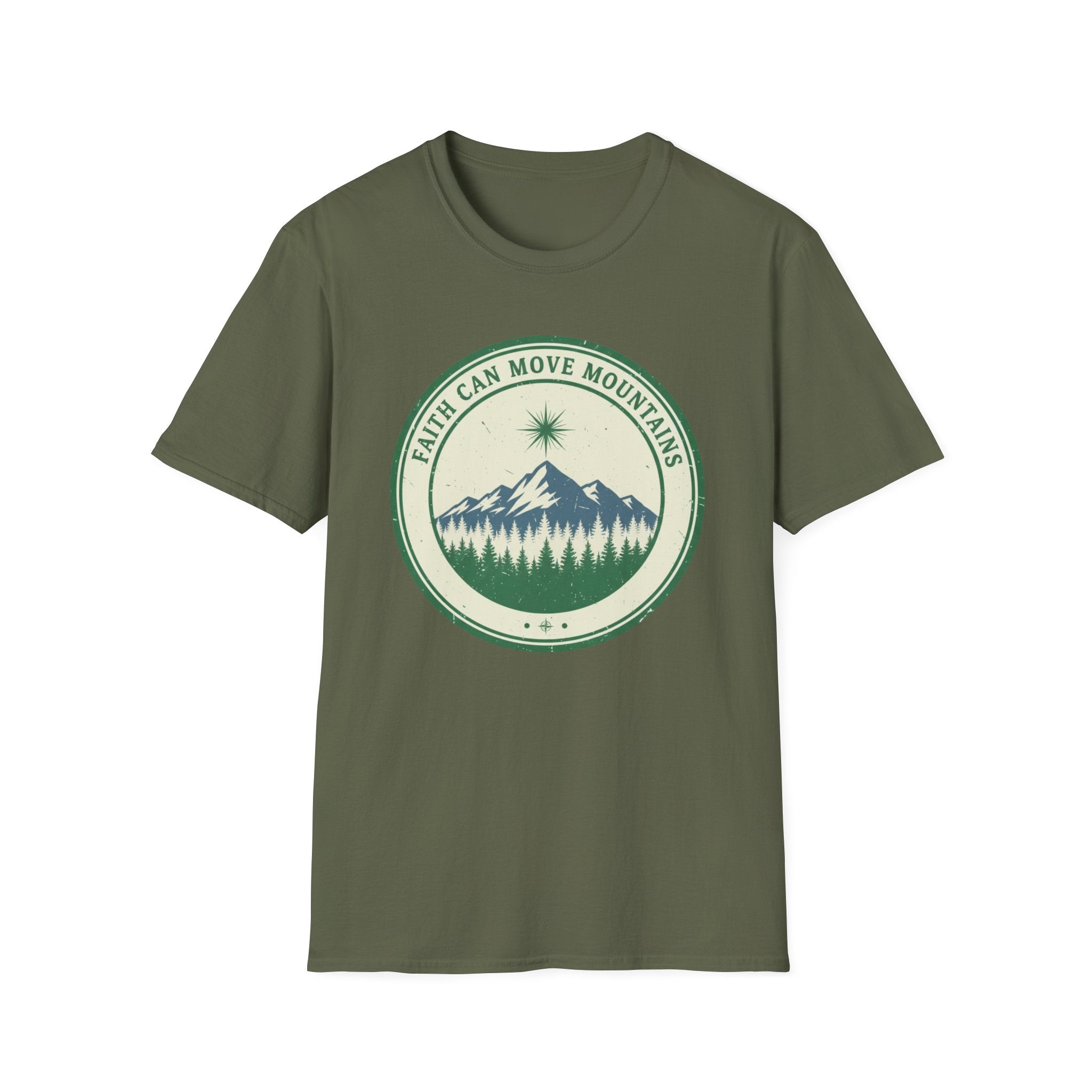 Faith Can Move Mountains Circular Badge Design - T-Shirt