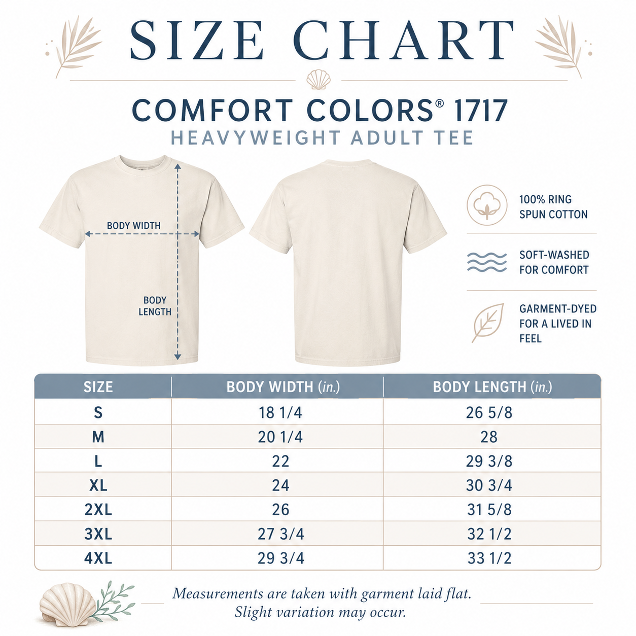Comfort Colors 1717 Make Heaven Crowded shirt size chart