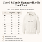 Lane Seven LS14001 Saved and Sandy hoodie size chart